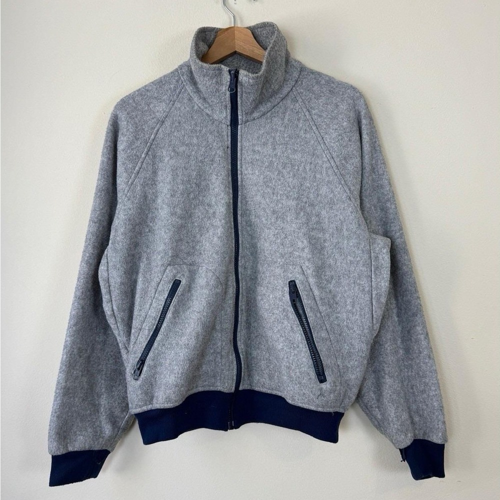 Vintage 80's Columbia Full Zip Pocketed Gray Sweatshirt - M